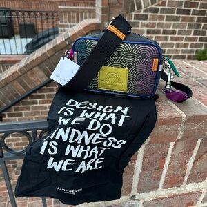 Kurt Geiger Rainbow Scallop Pattern Crossbody Camera Bag with Black Strap